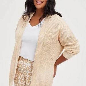 Torrid Chunky Cardigan Open Front Sweater Butter Cream Knit Women Long Sleeve